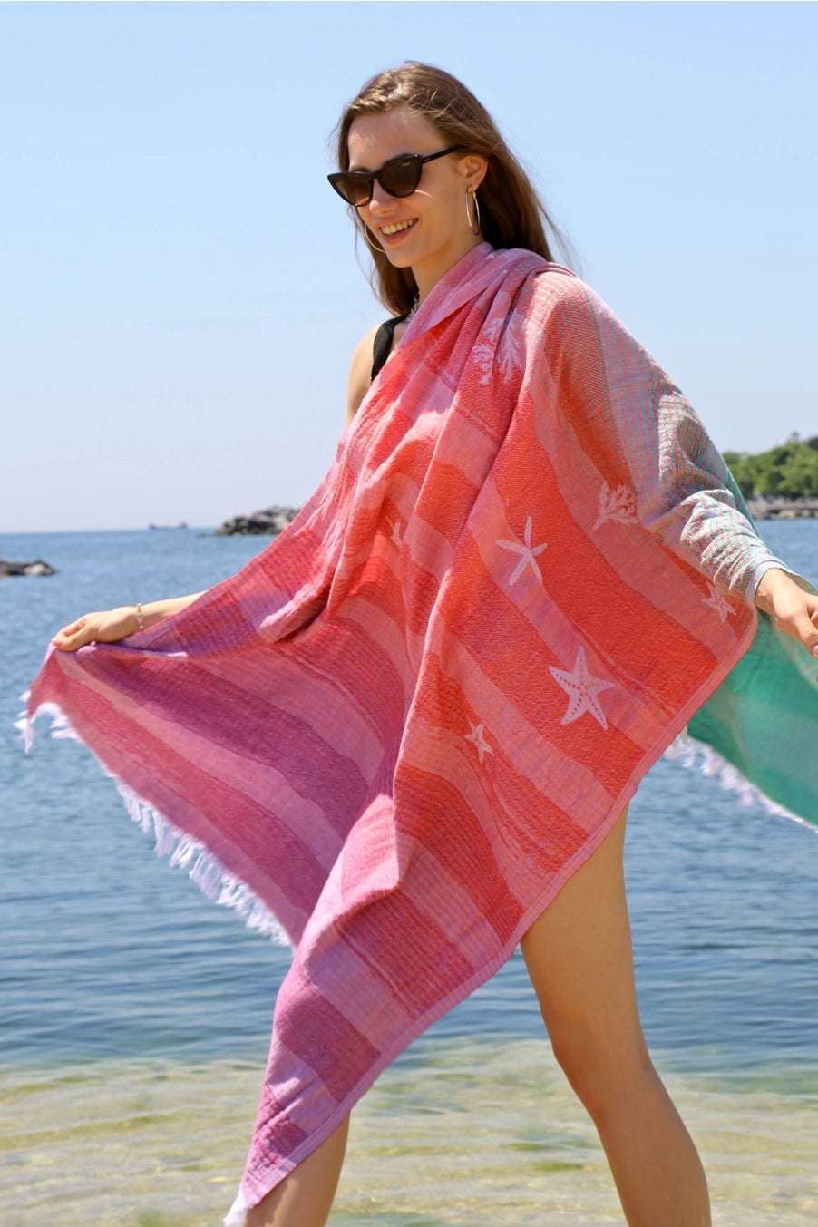 Rainbow in the Sea Turkish Towel