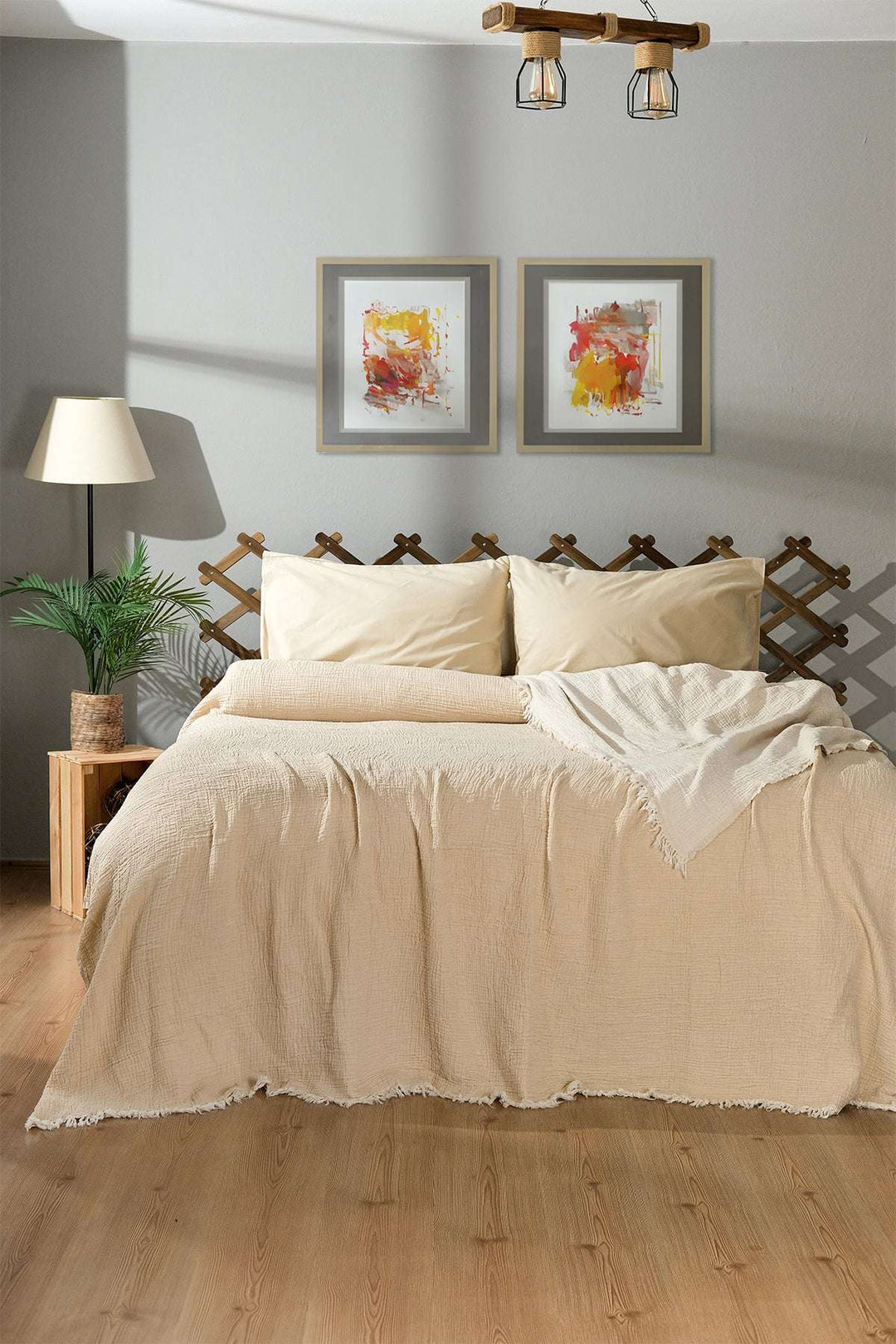 Taupe muslin bed blanket queen and king size