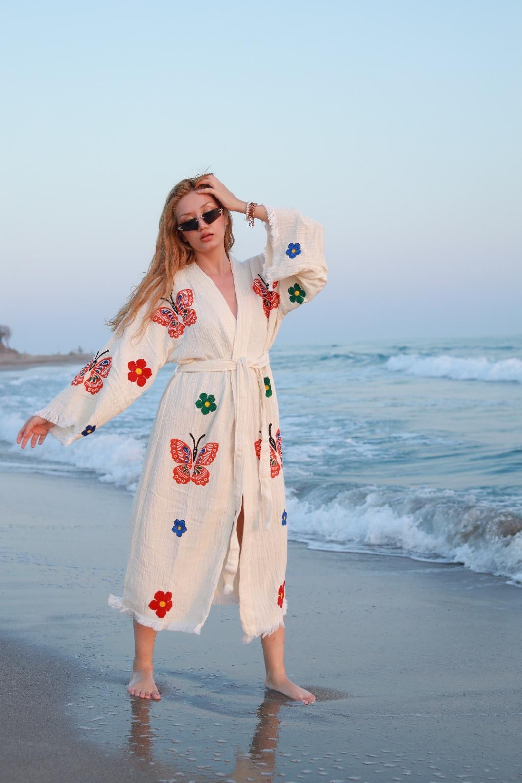Butterfly Kimono Robe-Natural Color