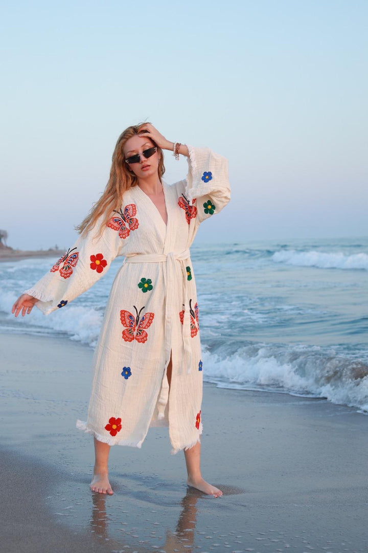 Butterfly Kimono Robe-Natural Color