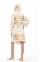 Load image into Gallery viewer, Short Lucky Eye  Robe with Hood LoungeWear, Beach Wear, Morning Gown, Dressing Robe, House Gown
