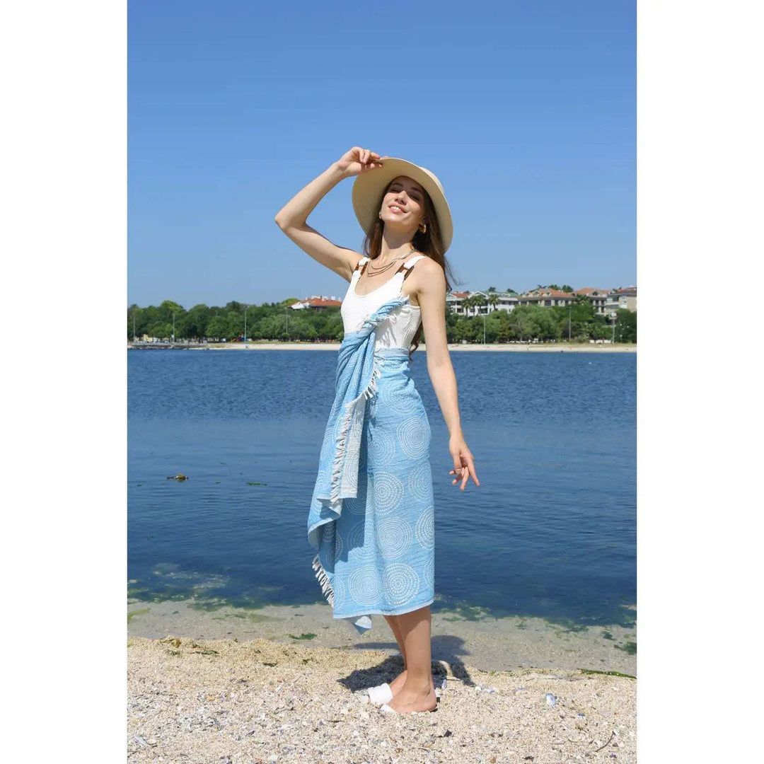 Blue Swirls Turkish Beach Towel,Throw