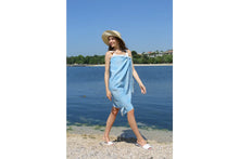 Load image into Gallery viewer, Blue Swirls Sand Resistant Turkish Beach Towel,Throw, Shawl
