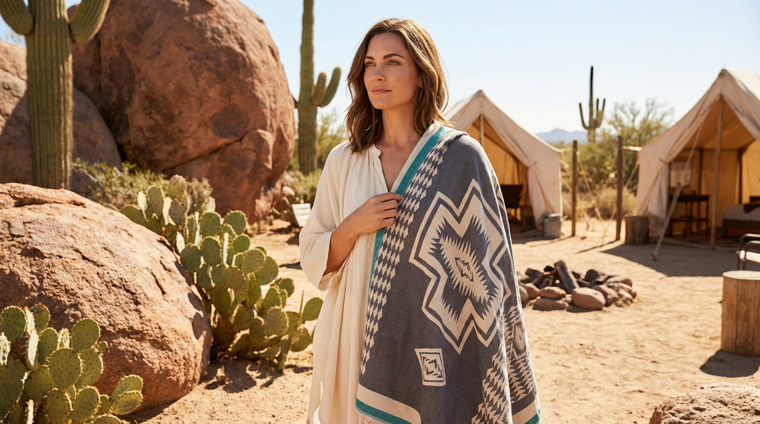 Tribal Cotton Throw Blanket – Reversible Soft Sofa or Beach Blanket