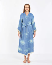 Load image into Gallery viewer, Blue Eye Robe Kimono, Bathrobe, Duster Robe,  w/ Pockets
