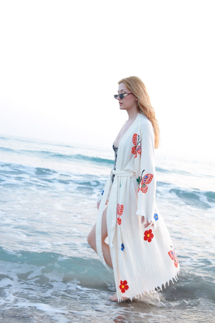 Butterfly Kimono Robe-Natural Color