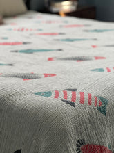 Load image into Gallery viewer, Fish Crinkled Muslin Bed Blanket Queen/King
