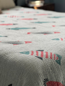 Fish Crinkled Muslin Bed Blanket Queen/King
