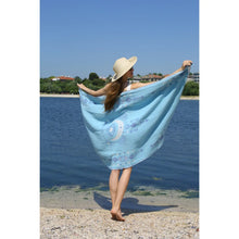 Load image into Gallery viewer, Blue Seeing Eye Sand Resistant Turkish Towel, Throw, Shawl
