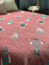 Load image into Gallery viewer, Fish Crinkled Muslin Bed Blanket Queen/King
