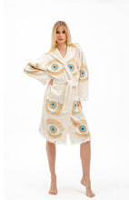 Load image into Gallery viewer, Short Lucky Eye  Robe with Hood LoungeWear, Beach Wear, Morning Gown, Dressing Robe, House Gown
