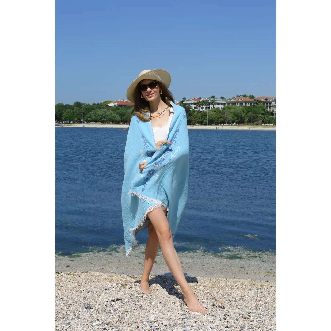 Blue Seeing Eye Turkish Towel