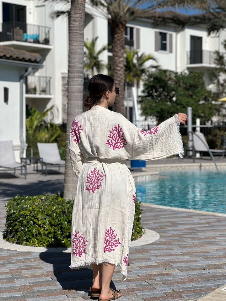 Coral Kimono Robe