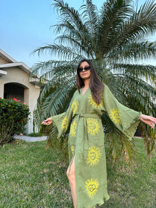 Sun Kimono Robe, Lounge Wear, Dressing Gown, Duster Robe with Pockets