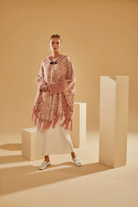 Luxurious Soft Knitted Peach Cardigan Poncho, Cloak, Ruana