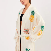 Load image into Gallery viewer, Pineapple Kimono Robe, Lounge Wear, Beach Wear with Pockets
