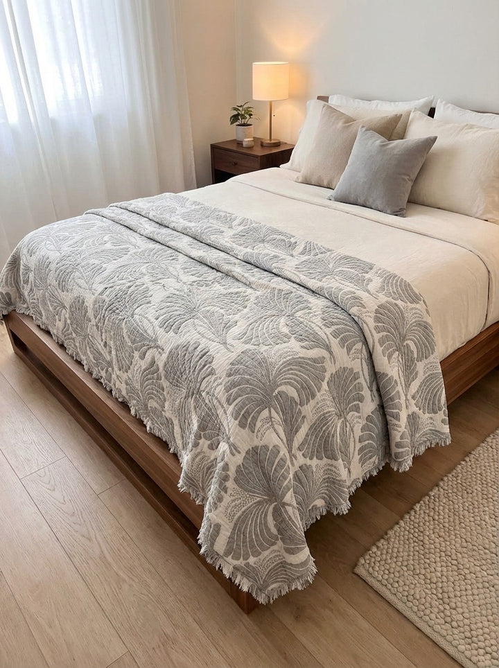 Nature's Hug Muslin Quilt / Comforter / Bedspread Gray