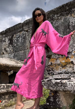 Load image into Gallery viewer, Tiger Barbie Kimono Robe, Lounge Wear, Beach Wear, Pink Evil Eye Robe, Morning Gown, Dressing Robe, House Gown
