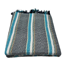 Load image into Gallery viewer, Grey/Turquoise Turkish Towel, Throw, Shawl
