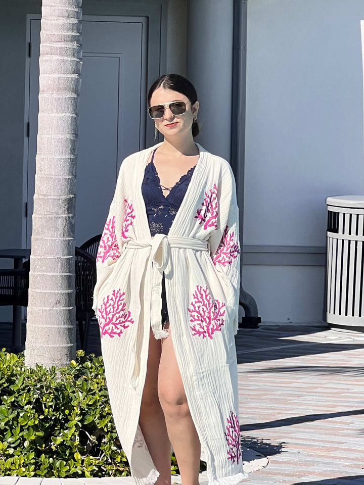 Coral Kimono Robe