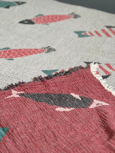 Fish Crinkled Muslin Bed Blanket Queen/King