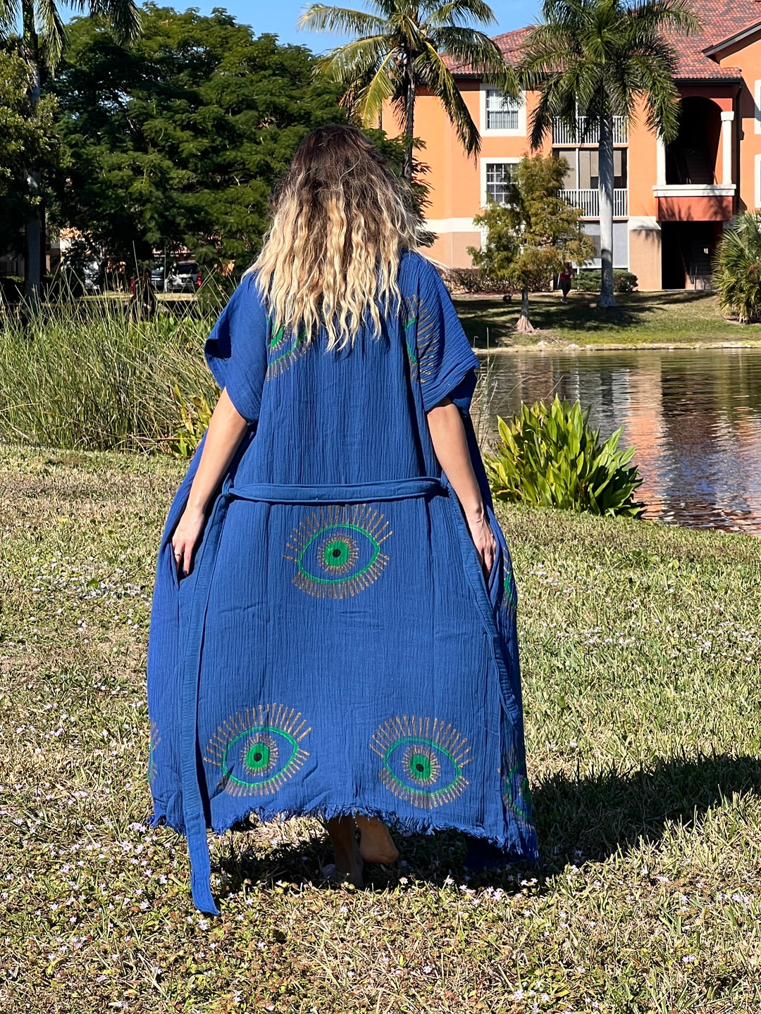 Lucky Eye Kimono Robe-Blue
