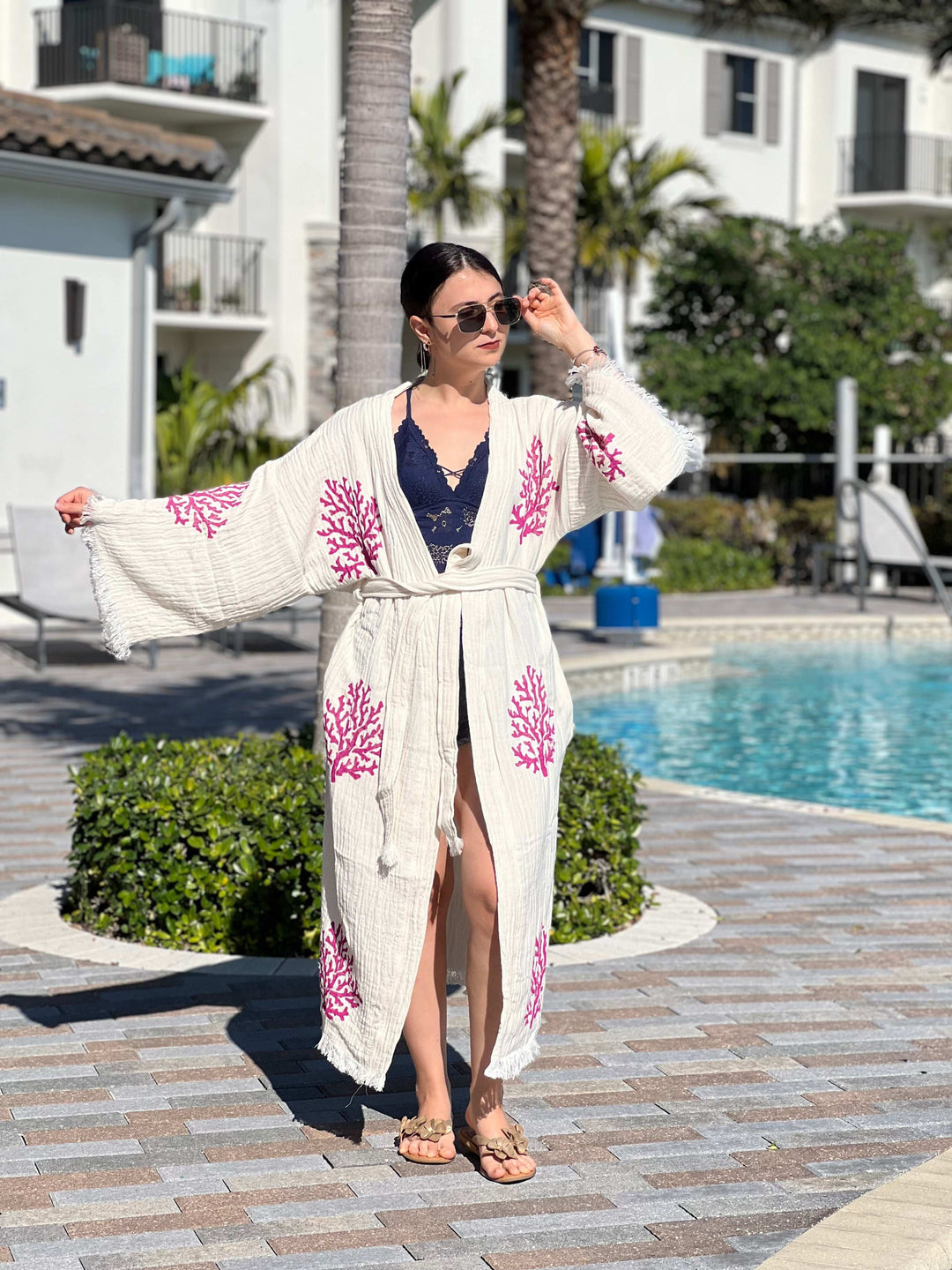 Coral Kimono Robe
