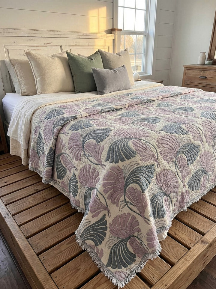 Nature's Hug Muslin Quilt / Comforter / Bedspread Lilac