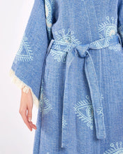 Cargar imagen en el visor de la galería, Blue Eye Robe Kimono, Bathrobe, Duster Robe,  w/ Pockets
