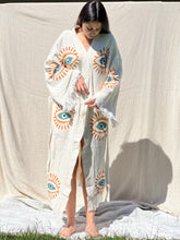 Load image into Gallery viewer, Mystic Eye  Kimono Robe, Lounge Wear, Beach Wear, Evil Eye Robe, Morning Gown, Dressing Robe, House Gown

