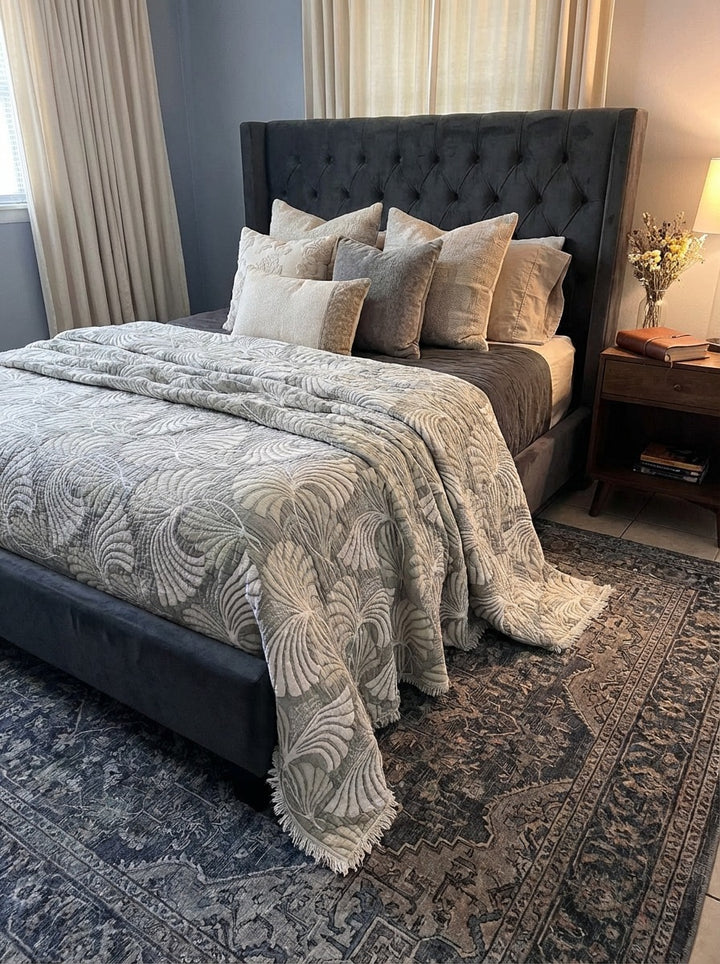 Nature's Hug Muslin Quilt / Comforter / Bedspread Gray