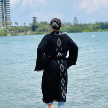 Load image into Gallery viewer, Pine Kimono Robe- Black, Lounge Wear, Beach Wear
