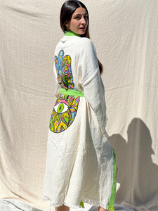 Hamsa Kimono Robe, Lounge Wear, Beach Wear