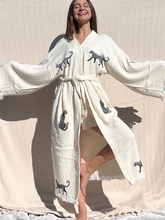Load image into Gallery viewer, Black Tiger Kimono Robe, Lounge Wear, Beach Wear, Morning Gown, Dressing Robe, House Gown
