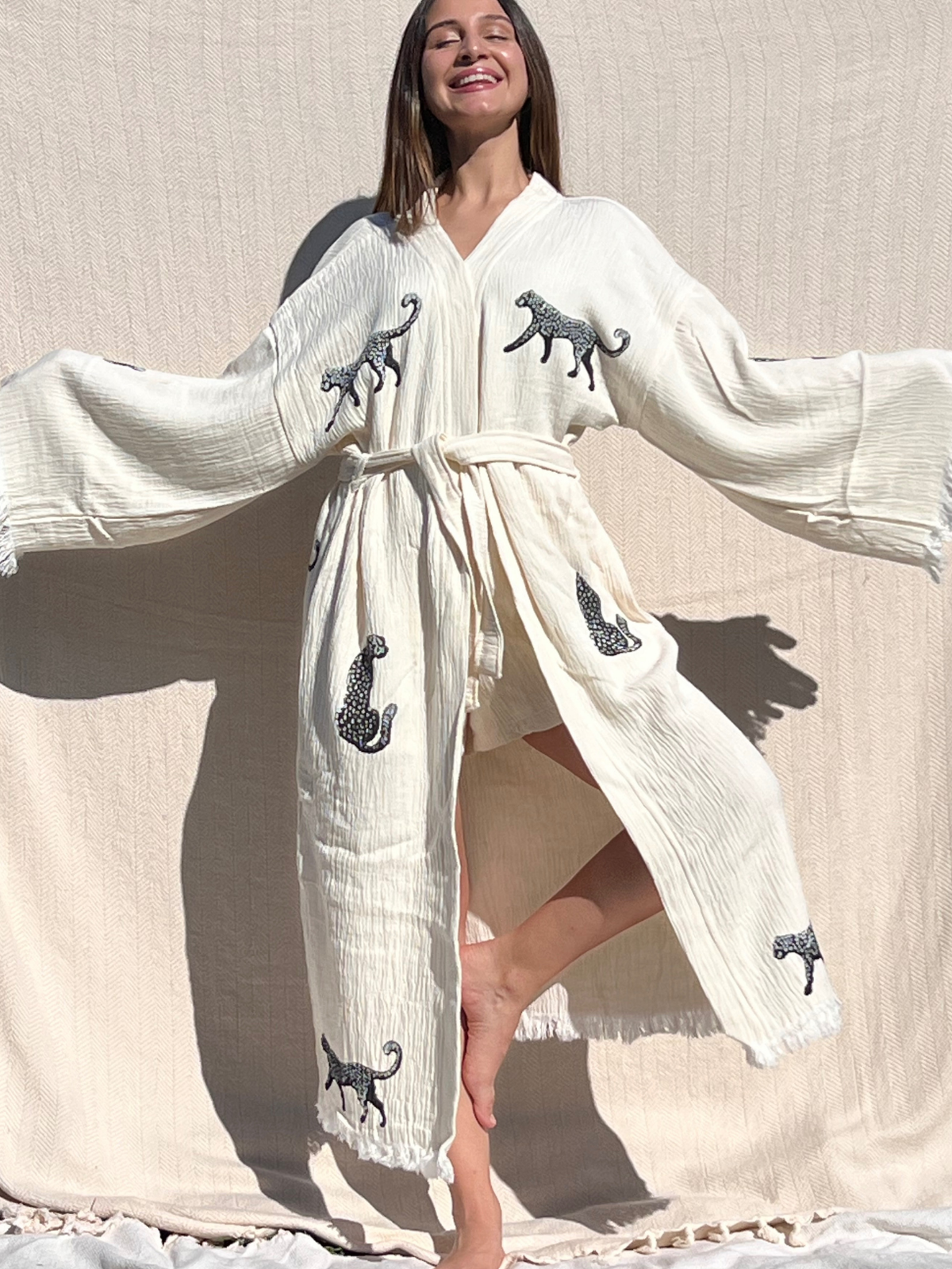 Black Tiger Kimono Robe, Lounge Wear, Beach Wear, Morning Gown, Dressing Robe, House Gown