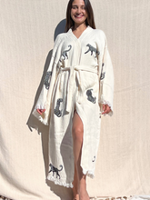 Load image into Gallery viewer, Black Tiger Kimono Robe, Lounge Wear, Beach Wear, Morning Gown, Dressing Robe, House Gown

