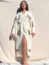 Load image into Gallery viewer, Brown Tiger Kimono Robe, Lounge Wear, Beach Wear, Morning Gown, Dressing Robe, House Gown

