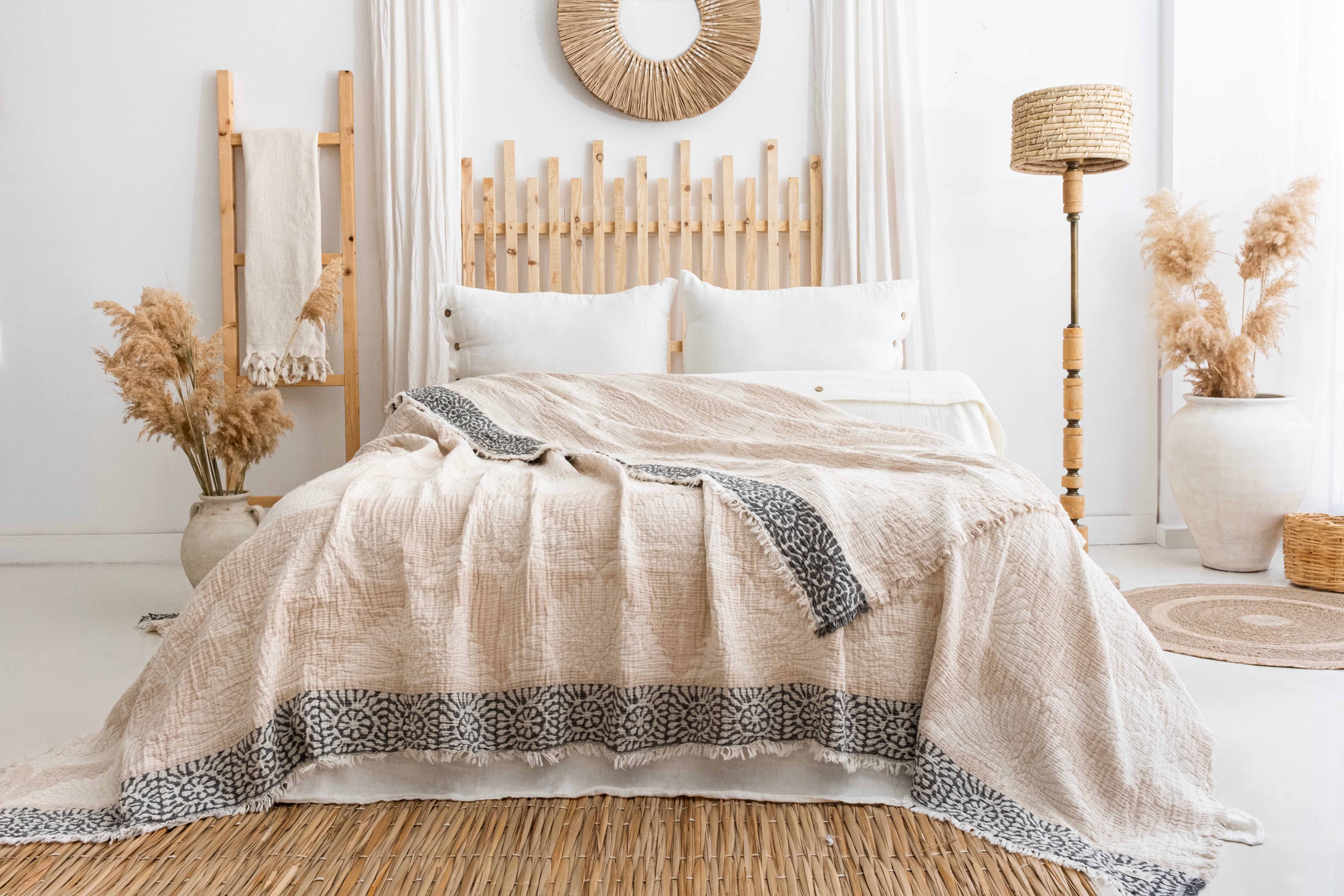 Crane Muslin Bed Blanket Beige King Size – turkanhome.com