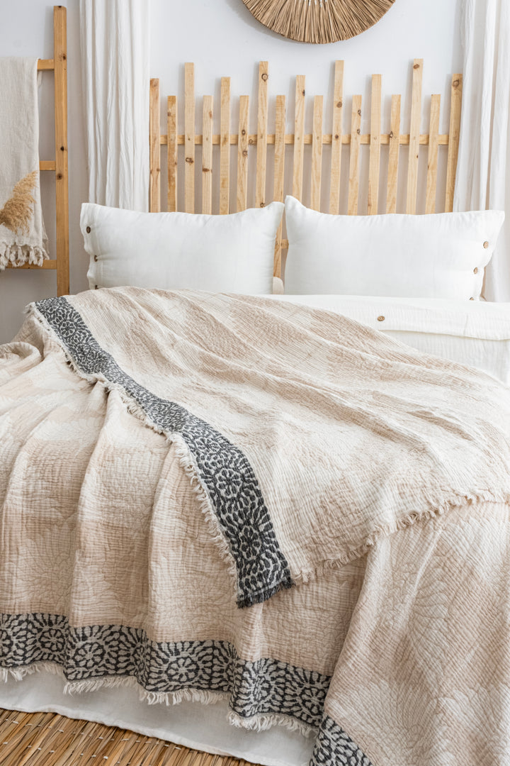 Manta de cama de muselina con diseño de grulla 