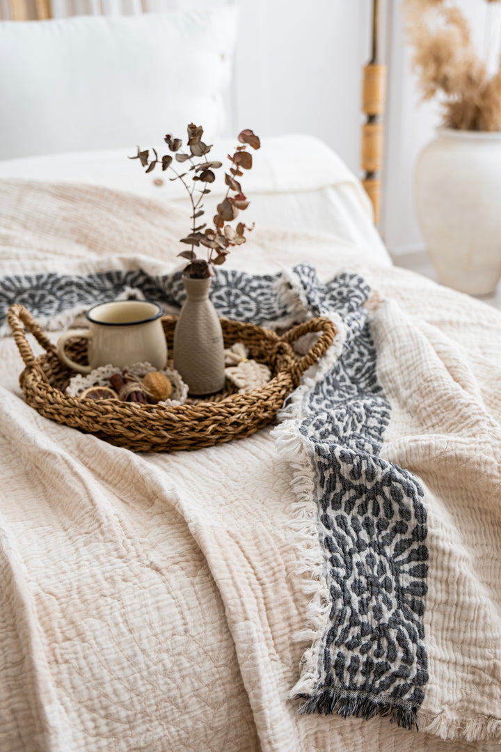 Manta de cama de muselina con diseño de grulla 