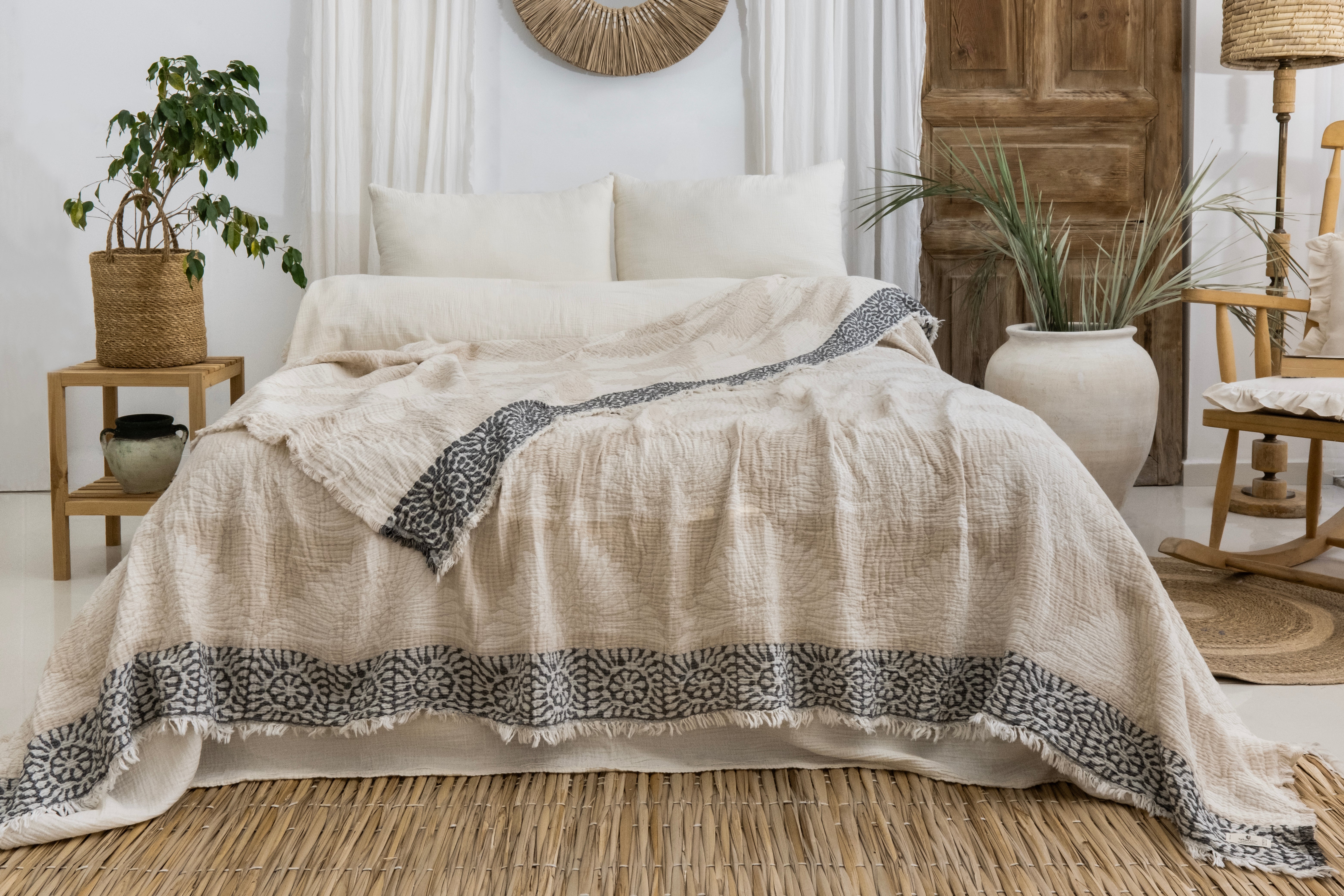Crane Muslin Bed Blanket Beige King Size – turkanhome.com