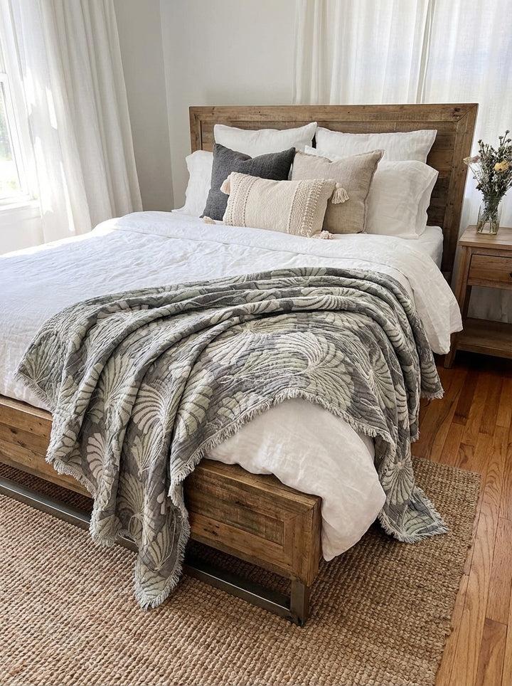Nature's Hug Muslin Quilt / Comforter / Bedspread Gray