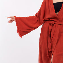 Cargar imagen en el visor de la galería, Orange Kimono Robe- Muslin Robe - Lounge Wear, Dressing Gown
