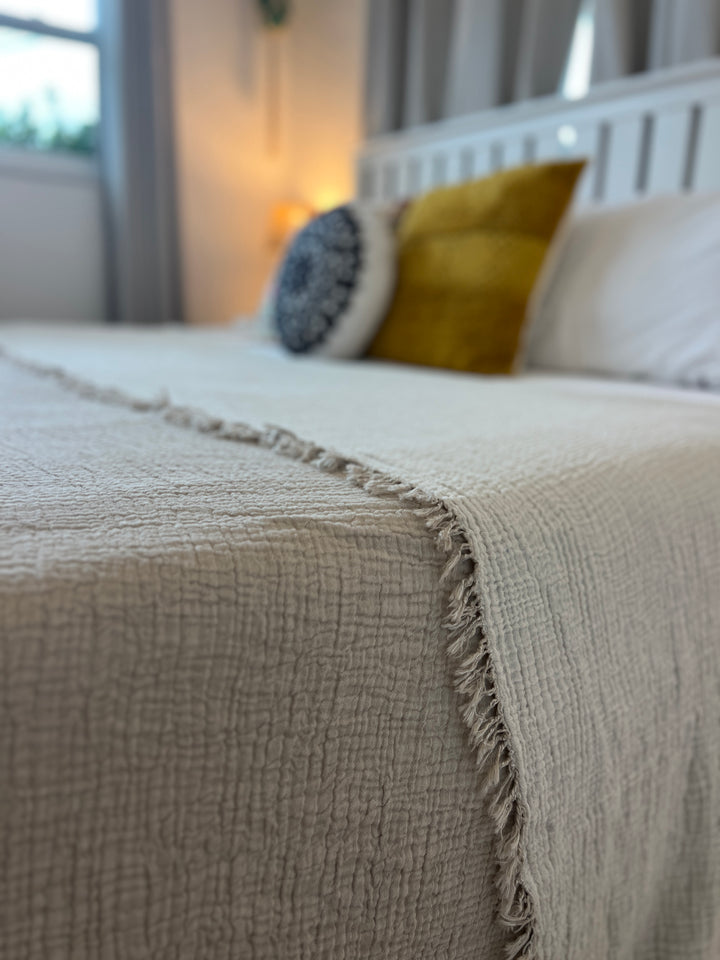 Crinkled Muslin Bed Blanket