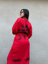Load image into Gallery viewer, Fire Kimono Robe, House Wear, Lounge Wear, Dressing Gown, Duster Robe
