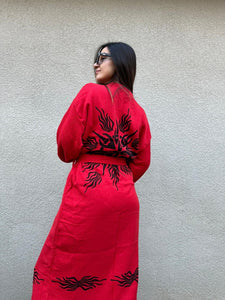 Fire Kimono Robe, House Wear, Lounge Wear, Dressing Gown, Duster Robe