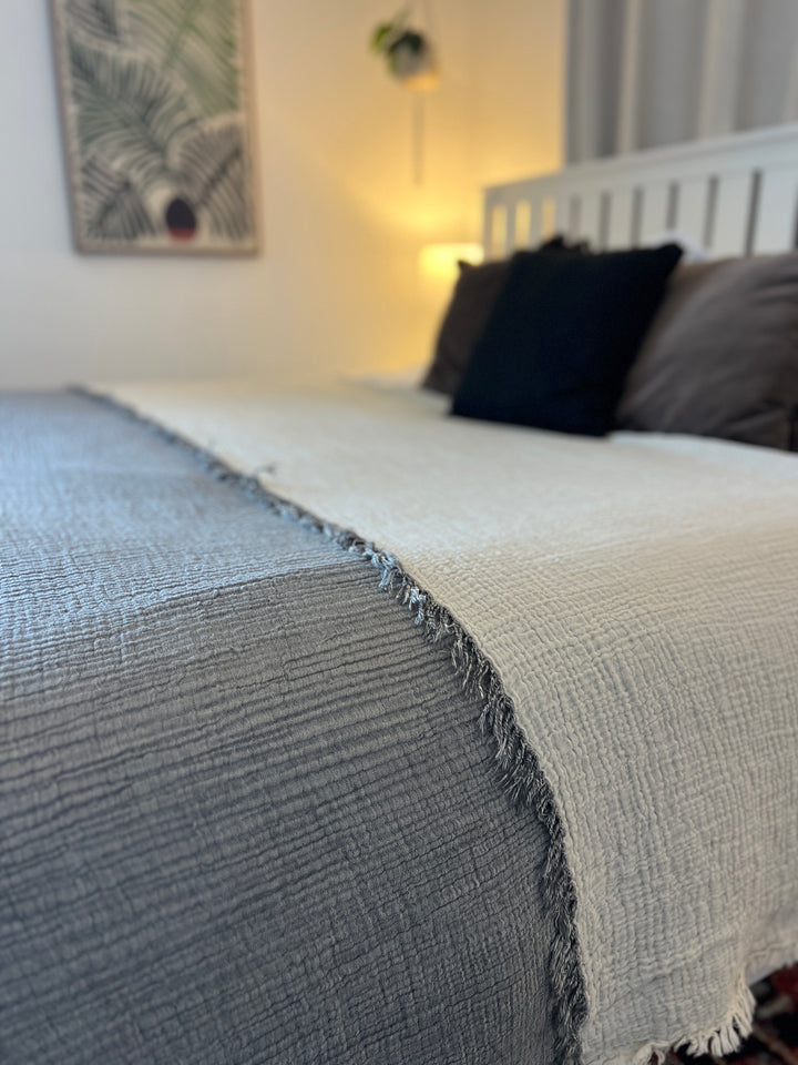 Crinkled Muslin Bed Blanket