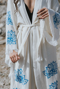 Lotus Kimono Robe, Loungewear, Dressing Gown, Festival Boho Kimono