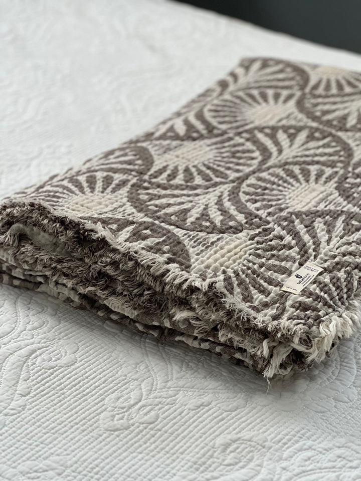 Ginkgo Muslin Bed Blanket