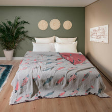 Load image into Gallery viewer, Fish Crinkled Muslin Bed Blanket Queen/King
